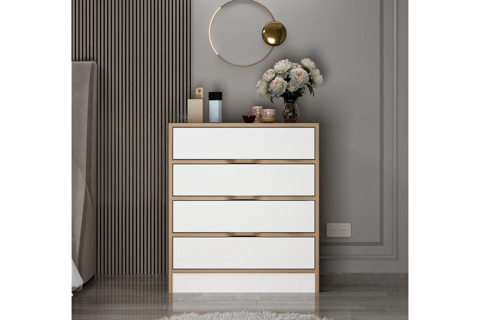 Kommode|Entrekommode-Fontaine Kommode Valnöt,Hvit