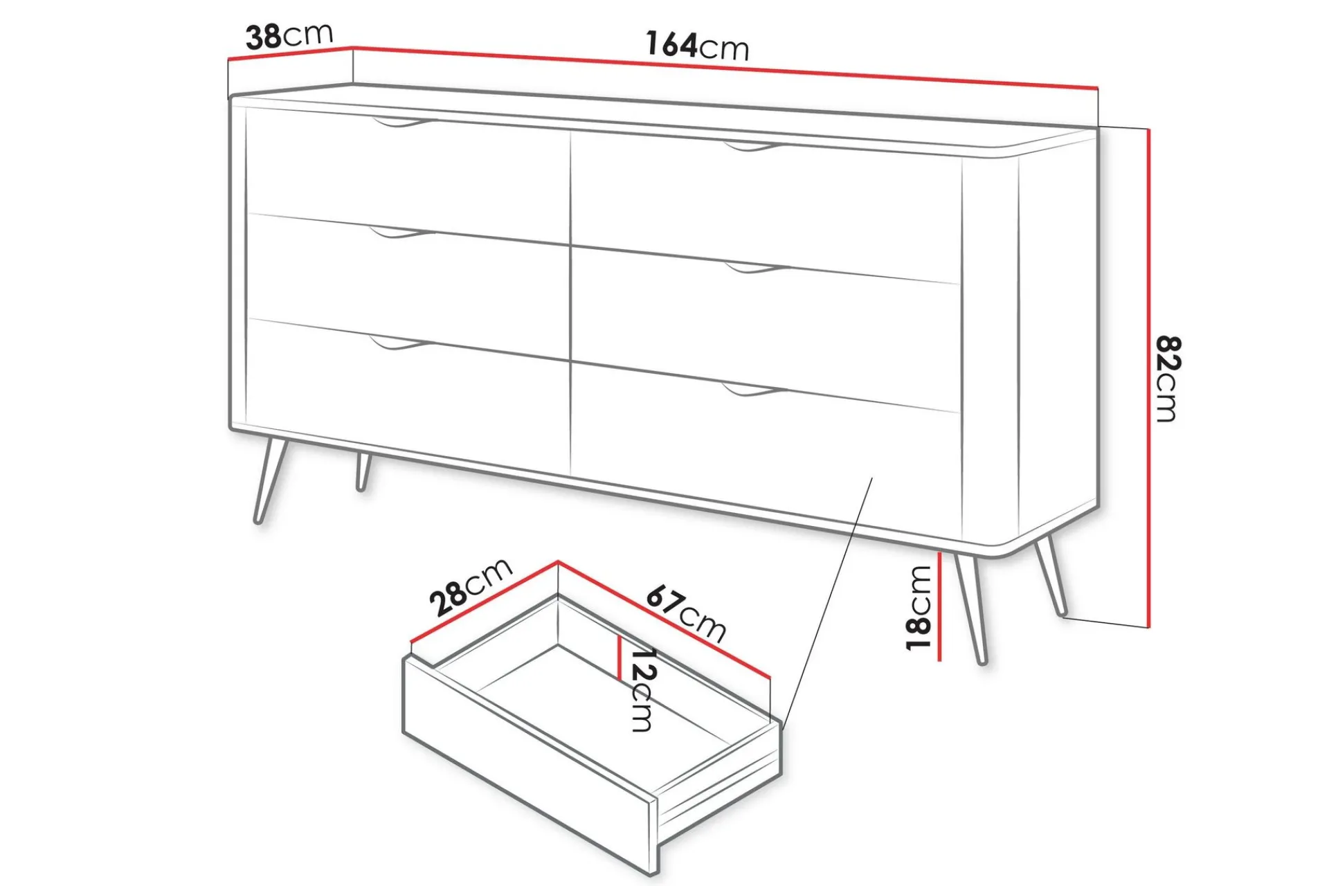 Oppbevaringskiste|Entrekommode-Forba Kommode 164 cm Svart