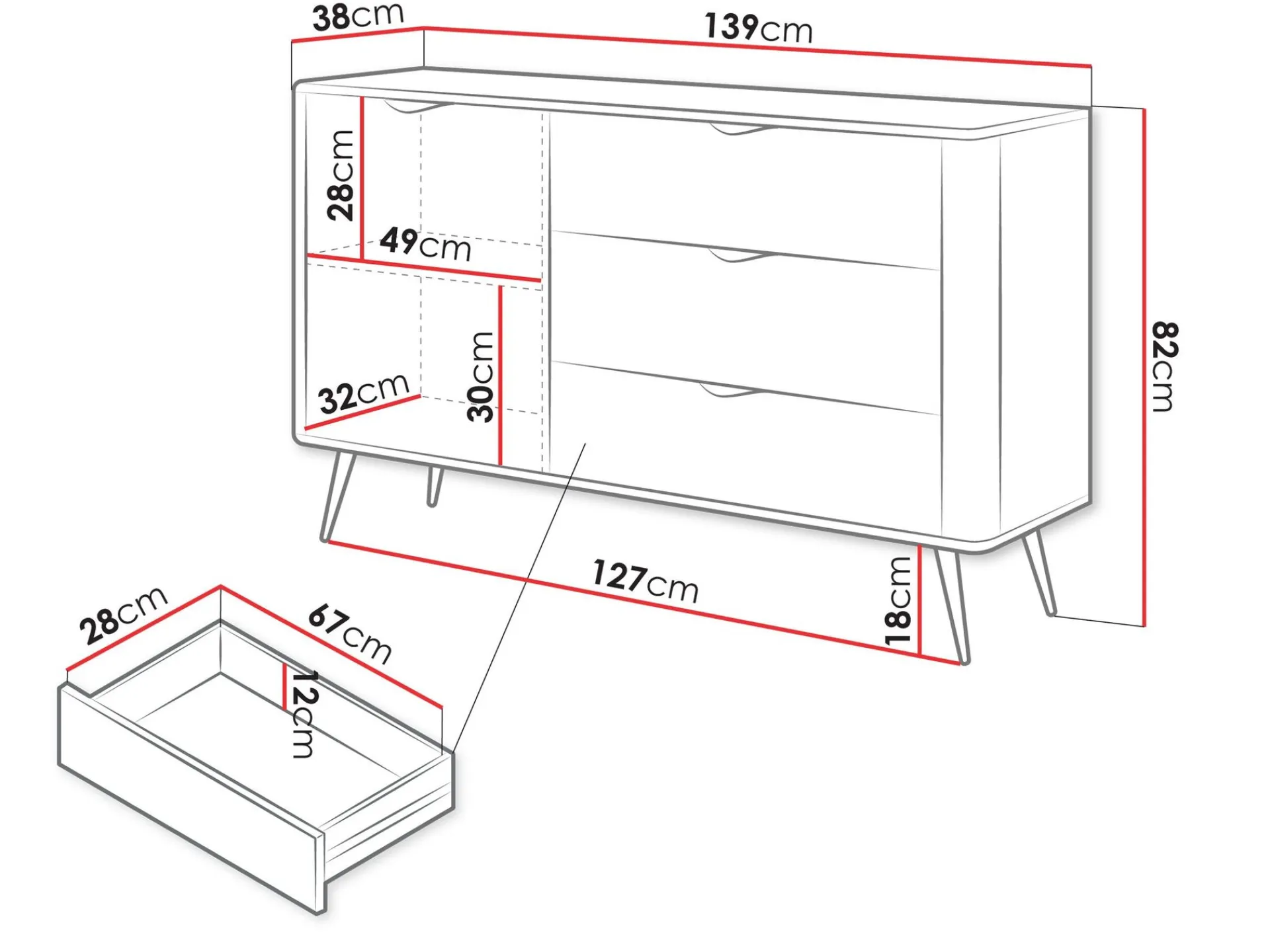 Forba skjenk 139 cm
