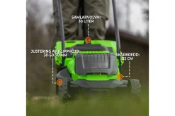 Kompostkvern|Gressklipper-Fornorth Batteridrevet Gressklipper Gh1000E, 20V med Batteri og Lader Svart/Grønn