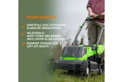 Kompostkvern|Gressklipper-Fornorth Batteridrevet Gressklipper Gh1000E, 20V med Batteri og Lader Svart/Grønn