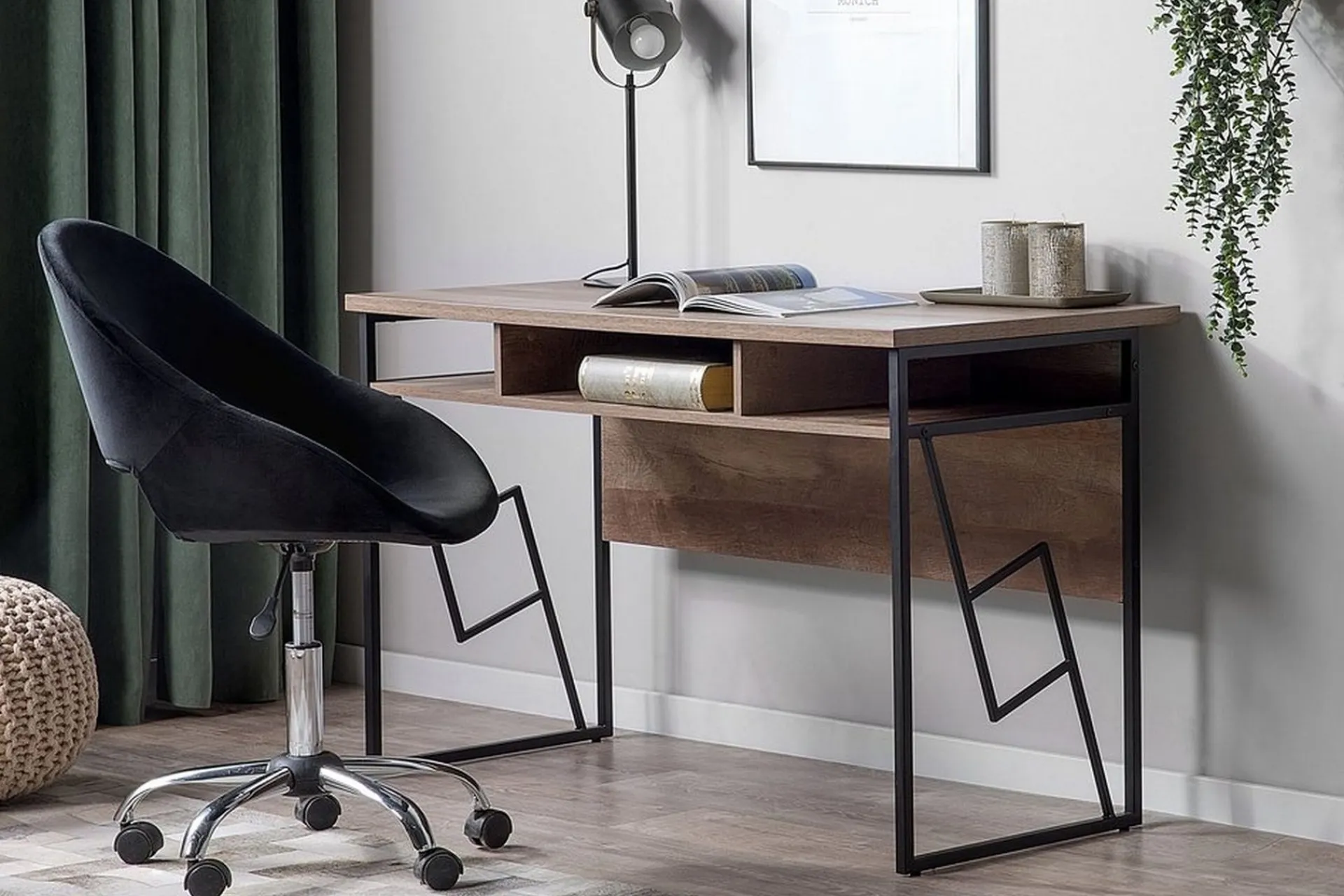 Kontorbord-Forresa Skrivebord 120 cm med Oppbevaringshylle Tre/Natur