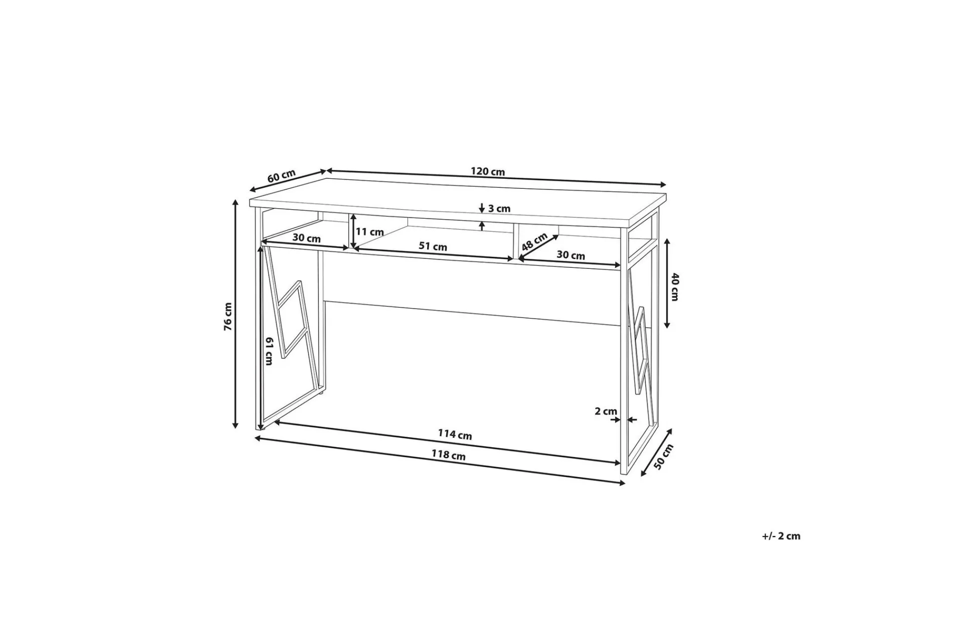 Kontorbord-Forresa Skrivebord 120 cm med Oppbevaringshylle Tre/Natur