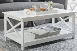 Bloomington Sofabord-Fostia Sofabord 100 cm med Oppbevaringshylle Hvit