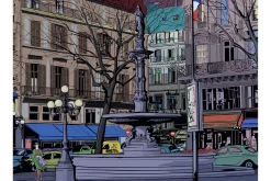 Tapeter-Fototapet Twilight Across Paris Square 250x193