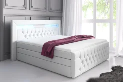Cloud47 Kontinentalsenger|Seng Med Oppbevaring-Franco Lyx Sengepakke 160x200 LED-belysning Hvit