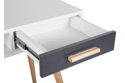 Kontorbord-Frisange Skrivebord 120 cm med Oppbevaring 2 Skuffer + Hylle Hvit