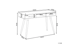 Kontorbord-Frisange Skrivebord 120 cm med Oppbevaring 2 Skuffer + Hylle Hvit