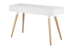 Kontorbord-Frisange Skrivebord 120 cm med Oppbevaring 2 Skuffer + Hylle Hvit