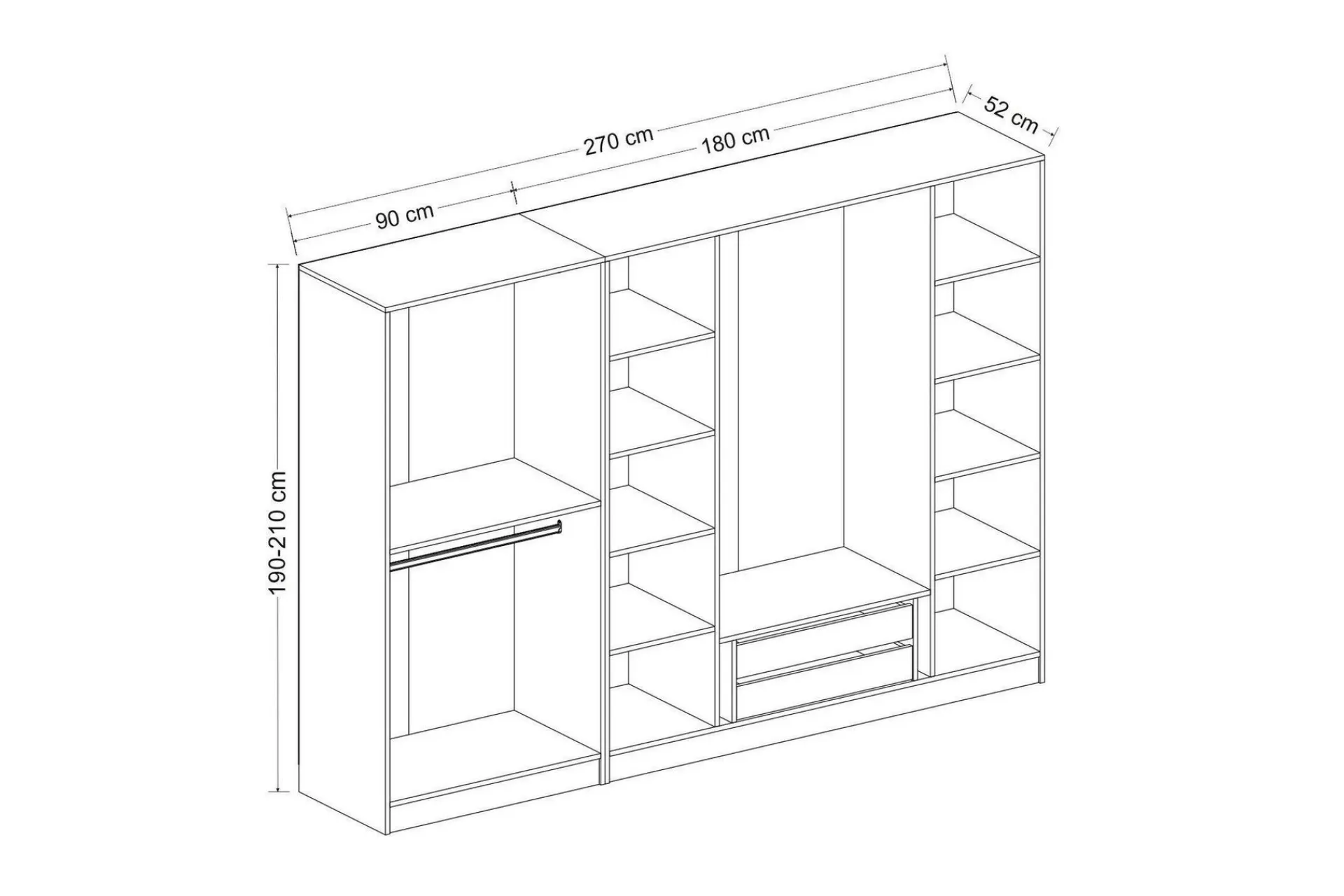 Garderober & Garderobesystem-Fruitland Garderobe 270 cm Antracit