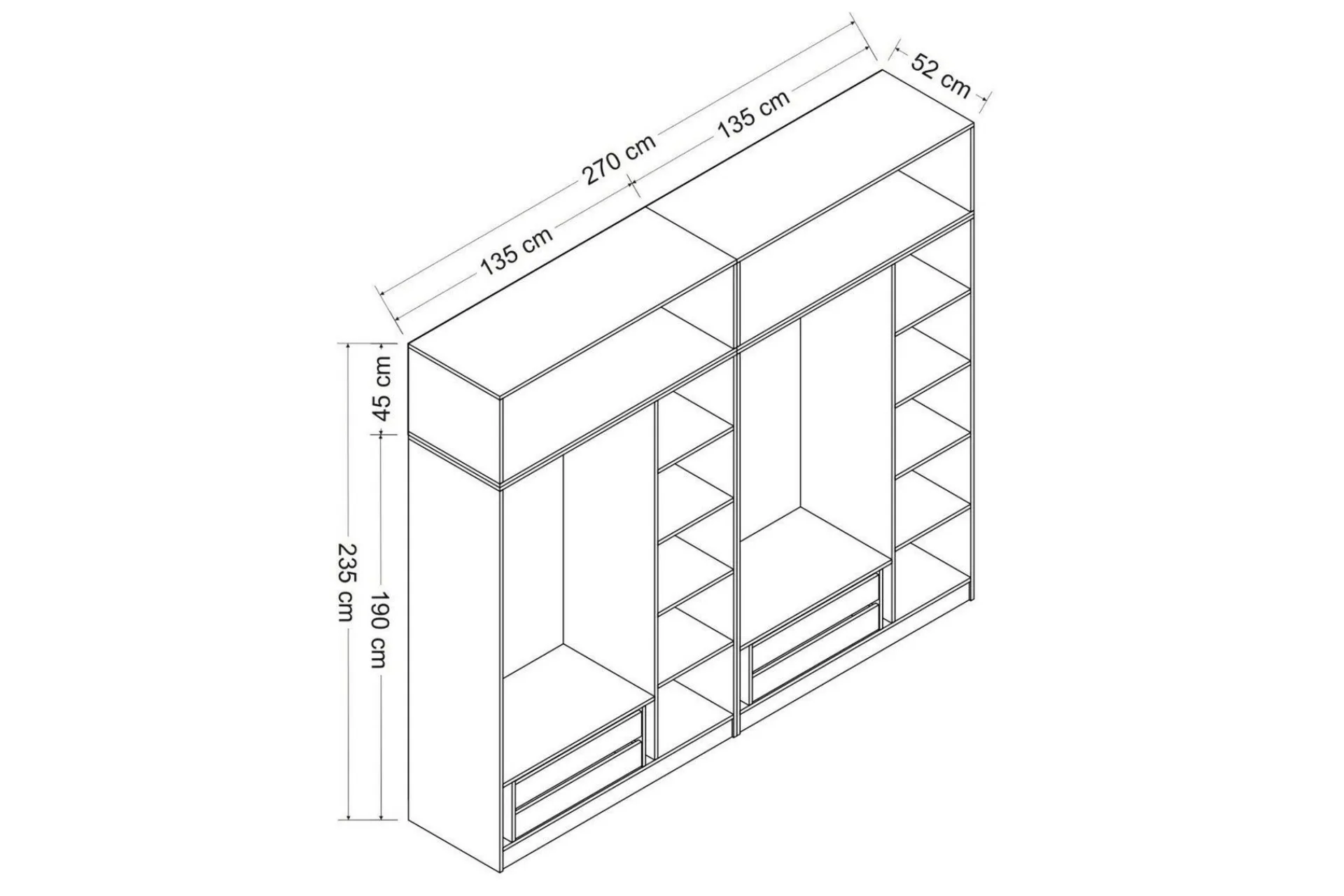 Garderober & Garderobesystem-Fruitland Garderobe 270 cm Hvit