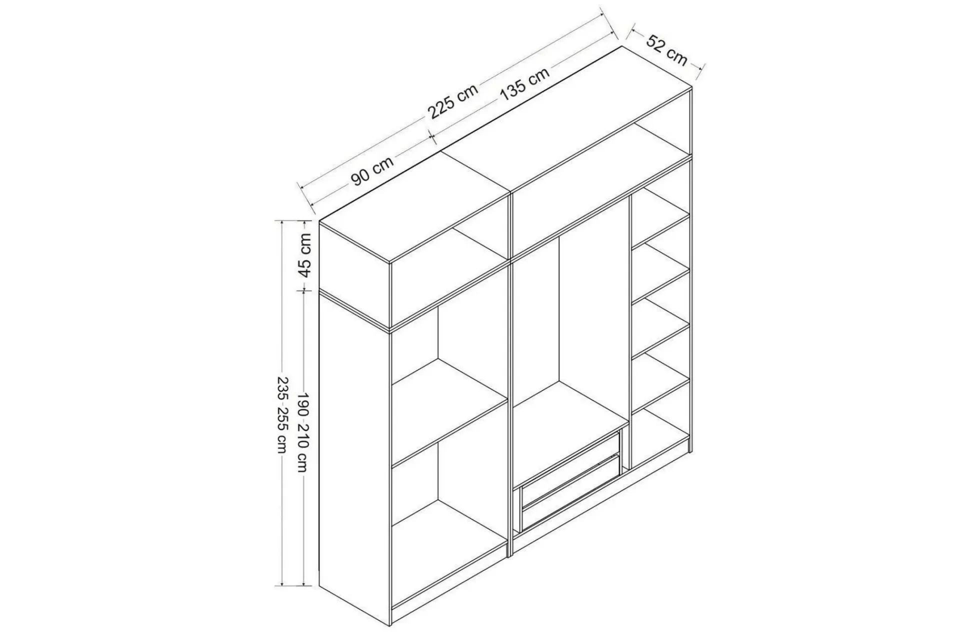 Garderober & Garderobesystem-Fruitland Garderobe 225 cm Hvit