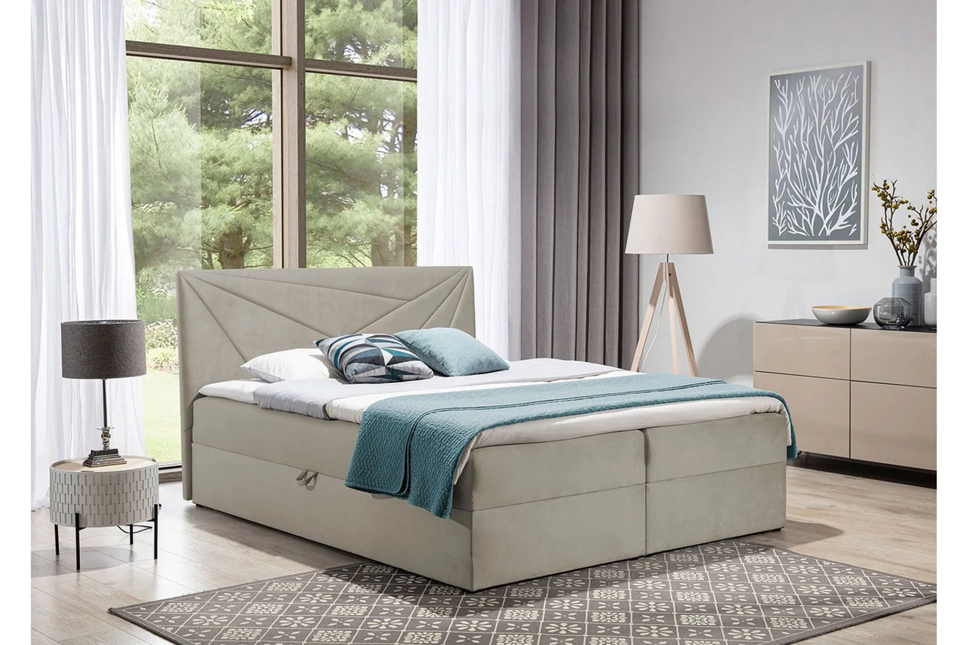 Kontinentalsenger|Seng Med Oppbevaring-Frusci Kontinentalseng 180x200 + Overmadrass Decora 5