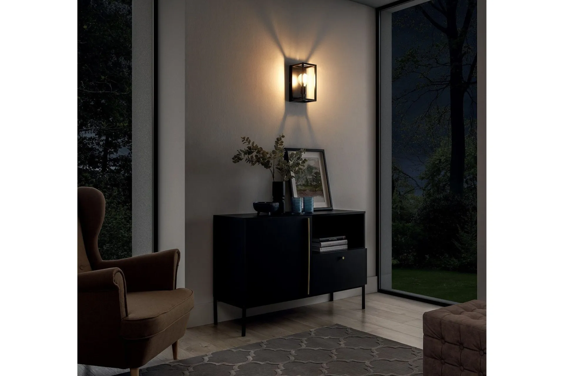Nattbordslampe-Furtim Vegglampe med Arm Svart