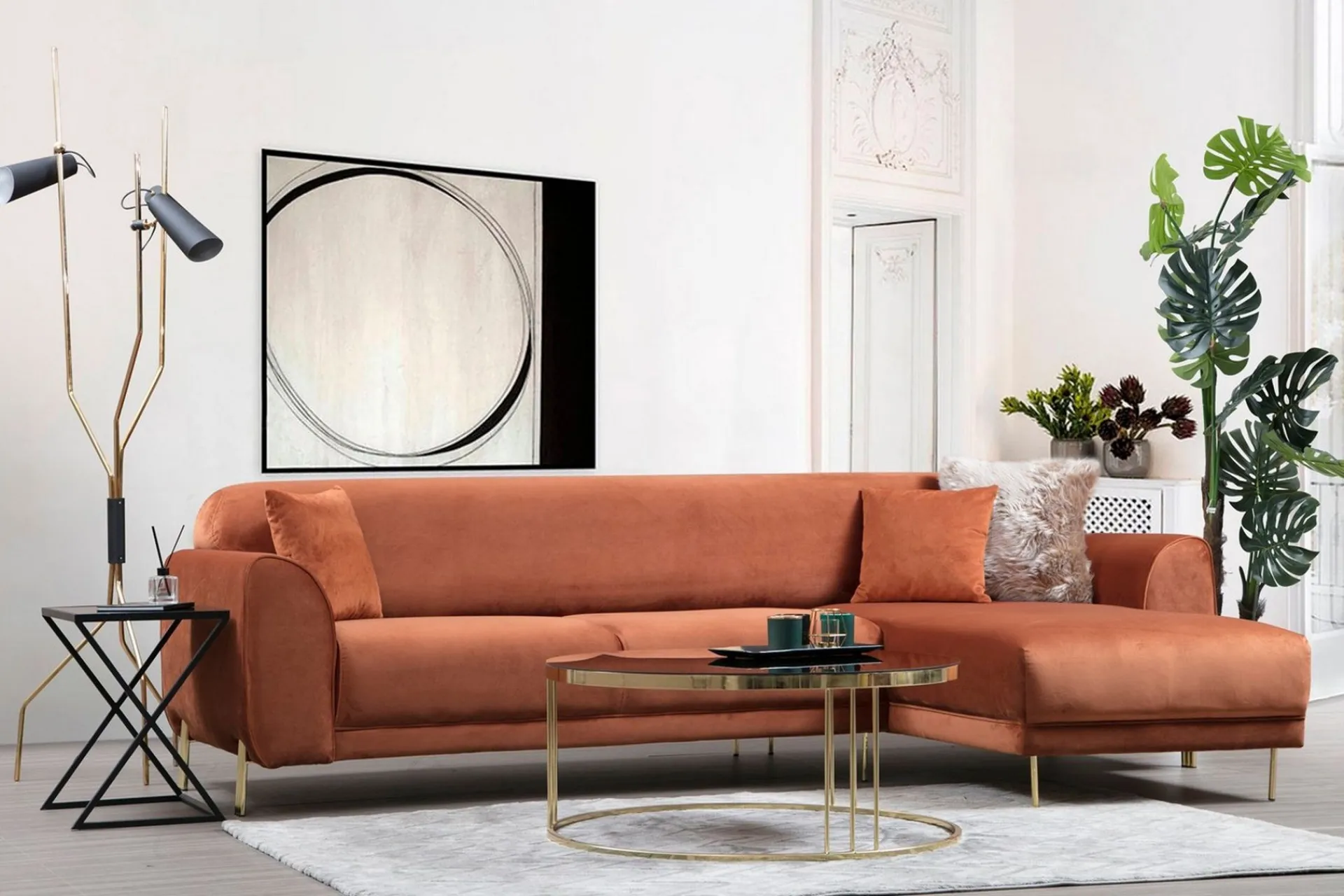 Velour Sofa & Fløyel Sofa-Gajanejos Divansovesofa Brun
