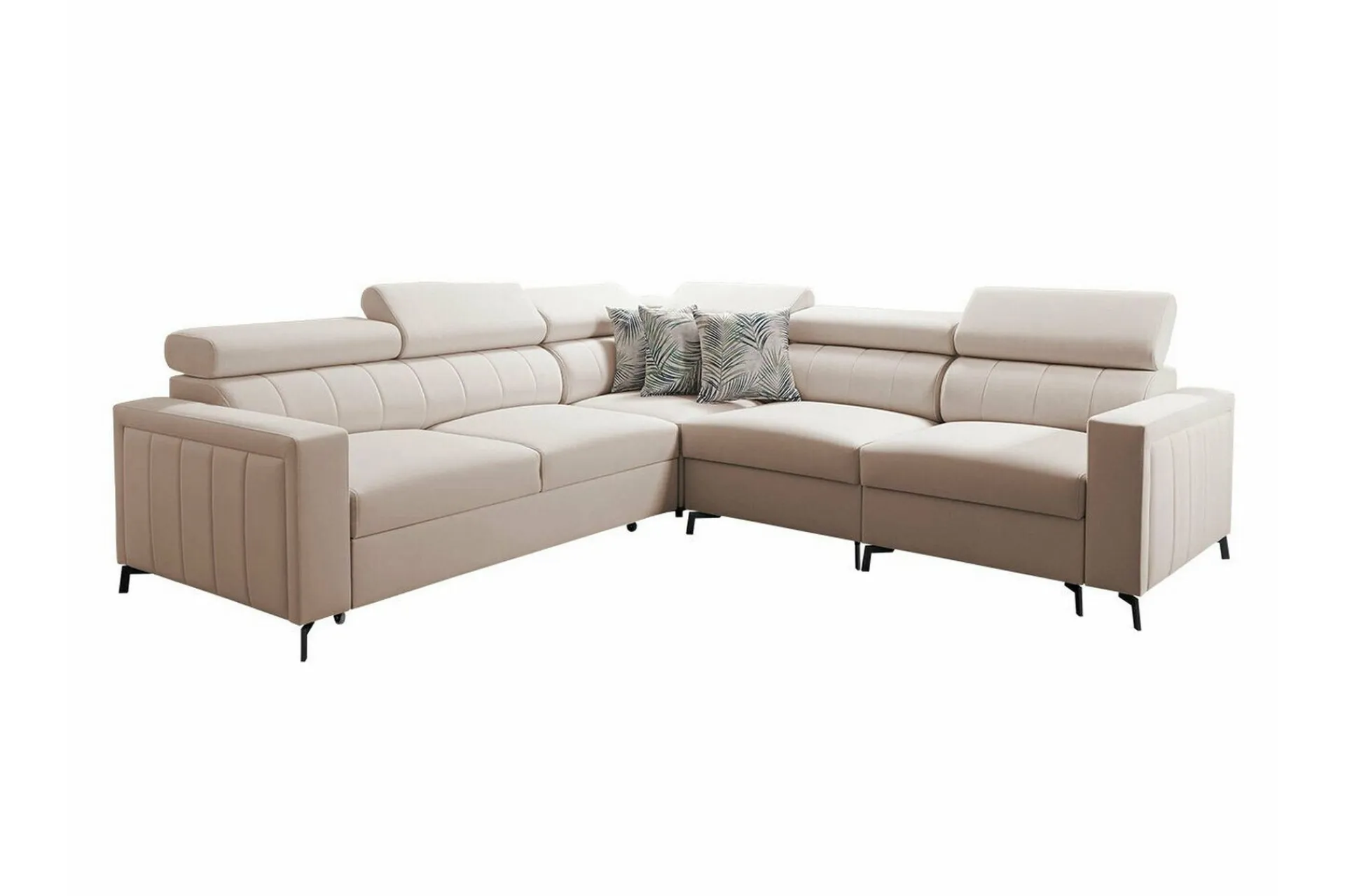 Sofa Med Sjeselong|Velour Sofa & Fløyel Sofa-Galbally 4-sits Hörnbäddsoffa Beige