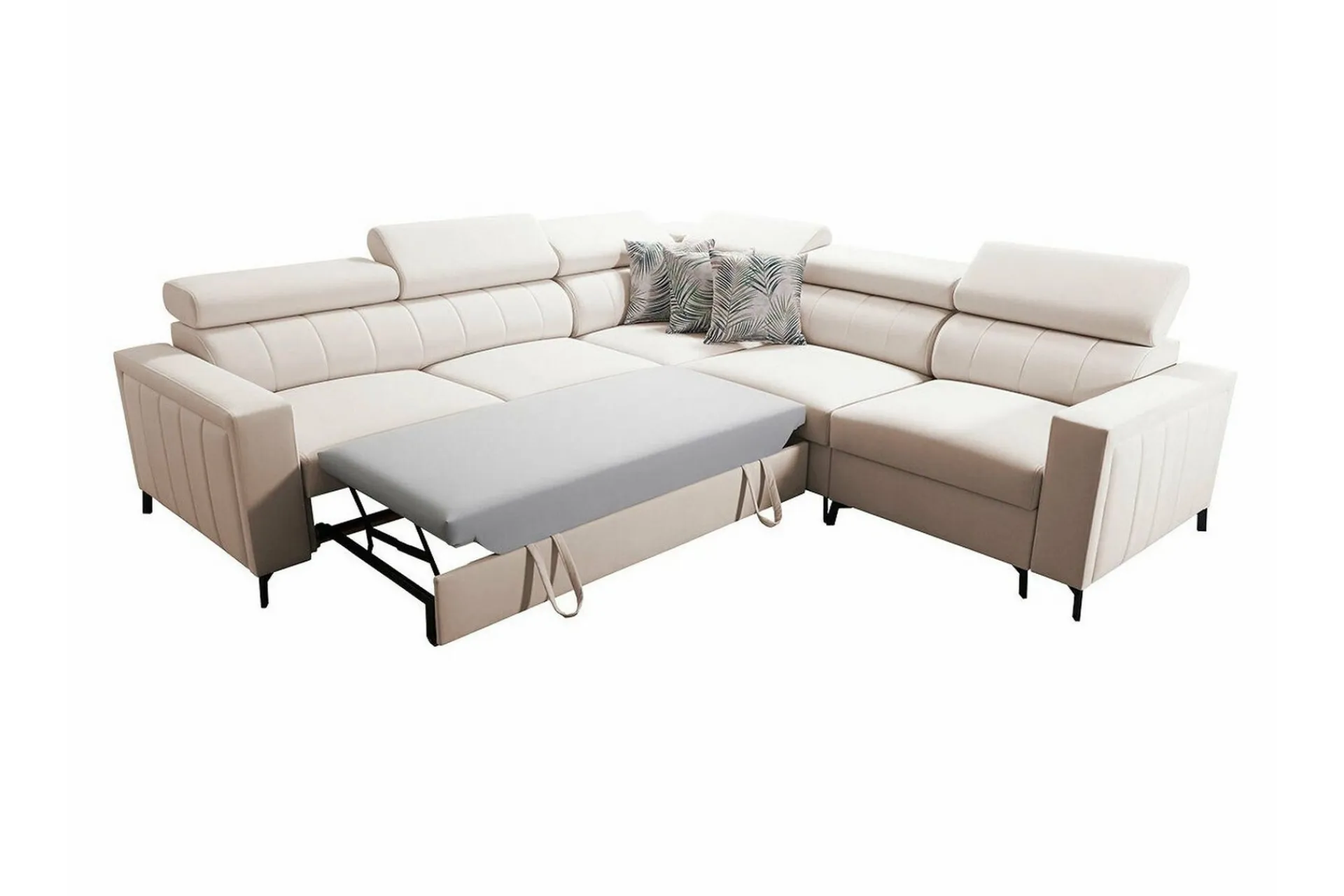 Sofa Med Sjeselong|Velour Sofa & Fløyel Sofa-Galbally 4-sits Hörnbäddsoffa Beige