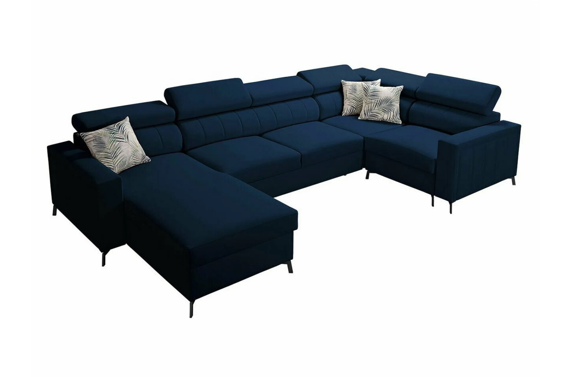 Velour Sofa & Fløyel Sofa|Sovesofaer-Galbally 4-sits Hörnbäddsoffa Dark blue Mørkeblå