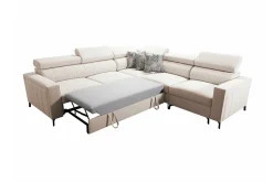 Sofa Med Sjeselong|Velour Sofa & Fløyel Sofa-Galbally 4-sits Hörnbäddsoffa Ljusgrå Lysegrå