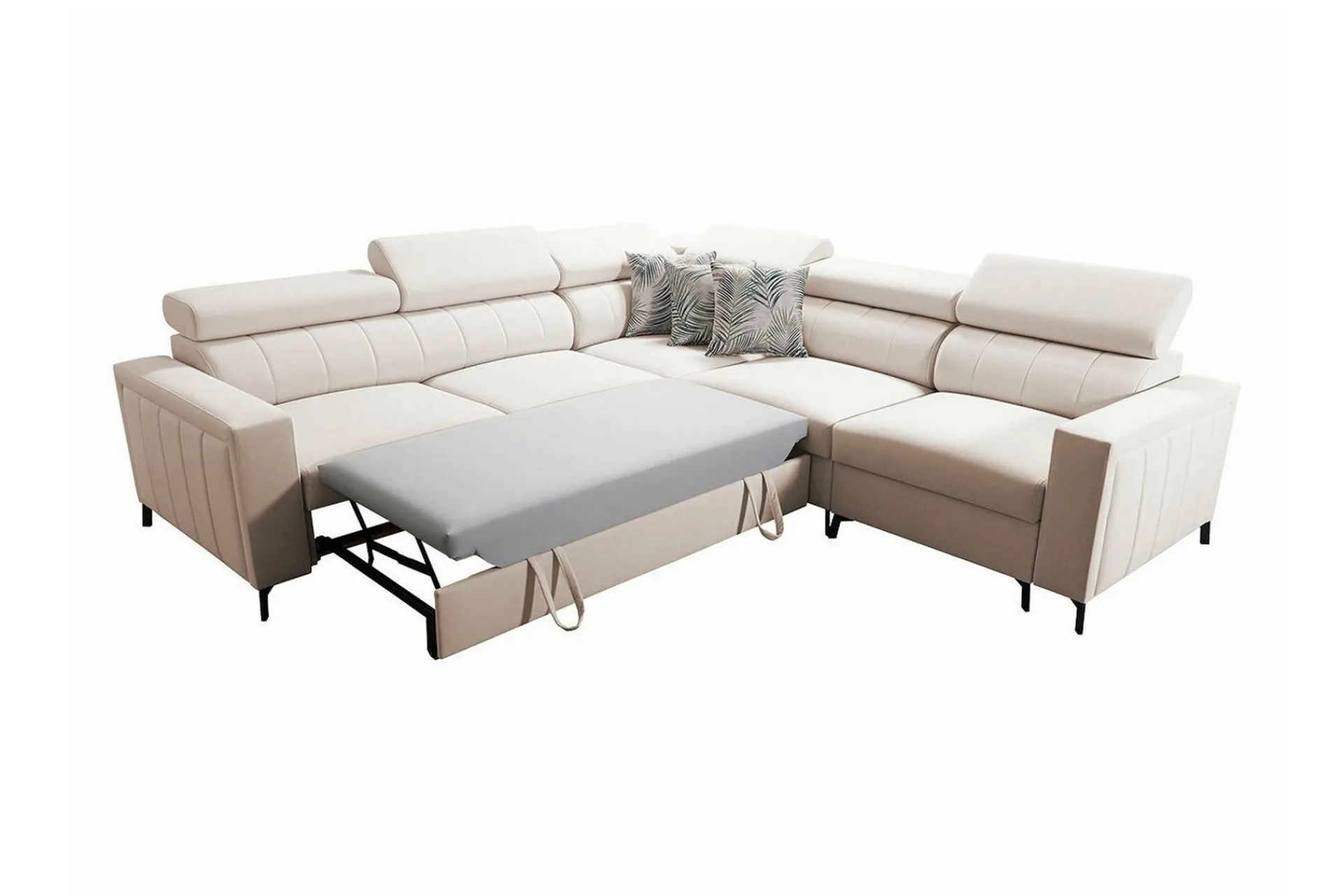 Sofa Med Sjeselong|Velour Sofa & Fløyel Sofa-Galbally 4-sits Hörnbäddsoffa Ljusgrå Lysegrå