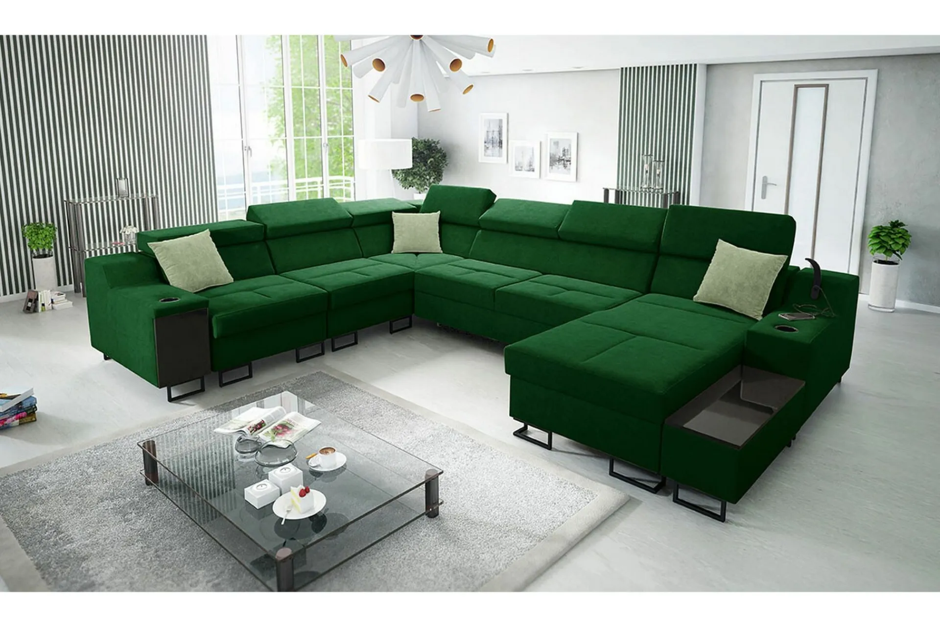 Hjørnesofa-Galbally 5-sits Hörnsoffa Dark green Mørkegrønn