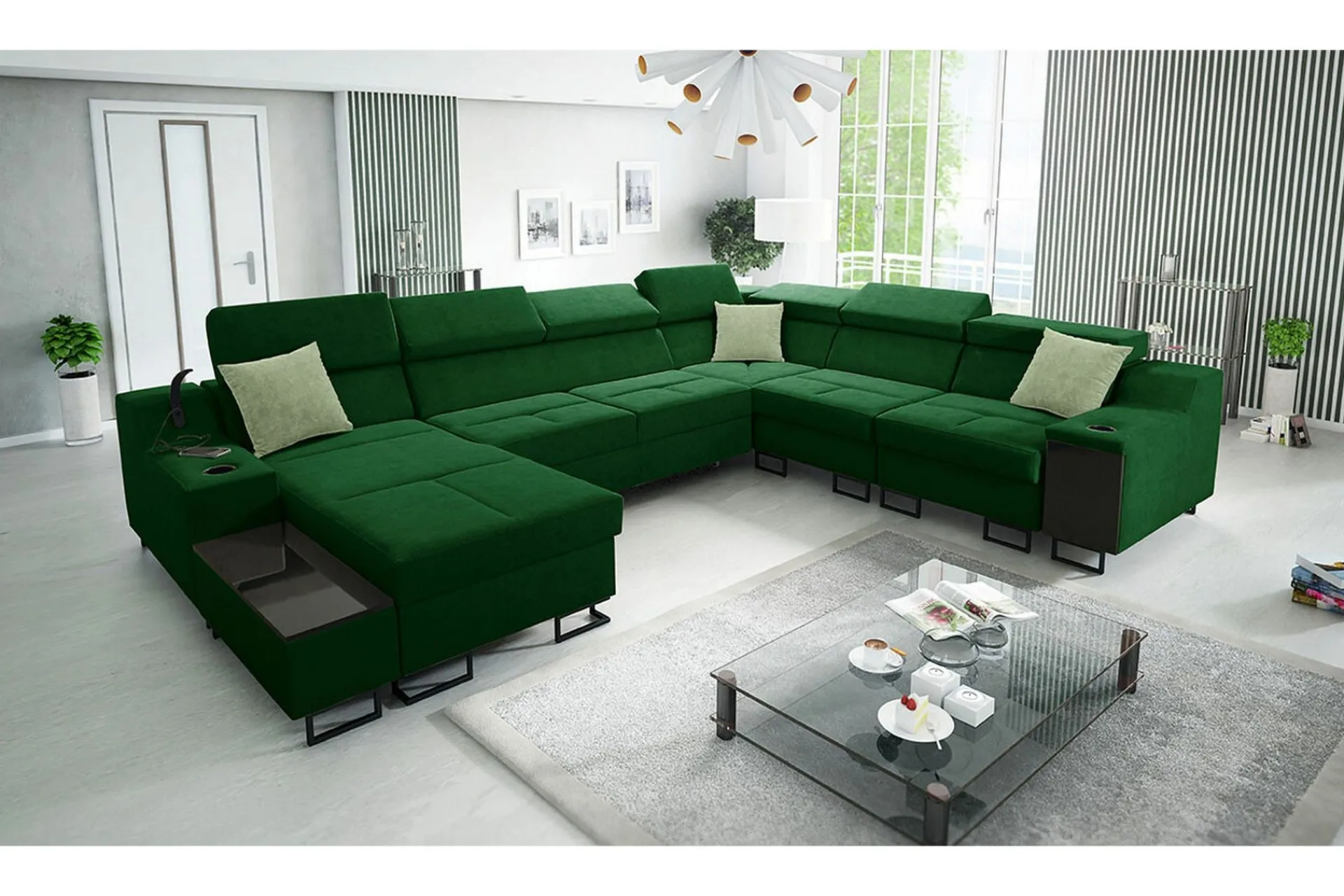 Galbally 5-sits Hörnsoffa Dark green