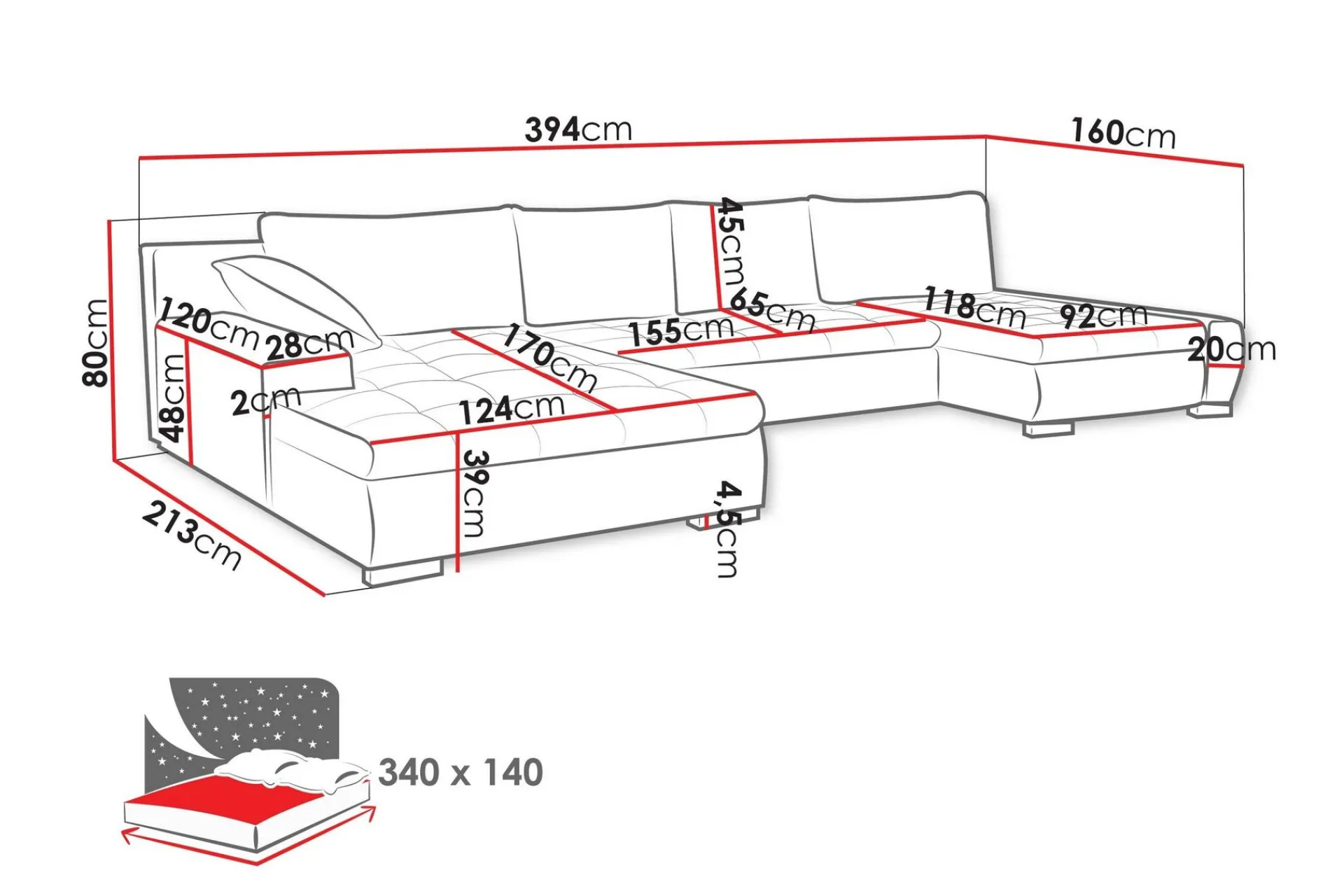 Gamal Sofa Dobbeldivan 4-seter