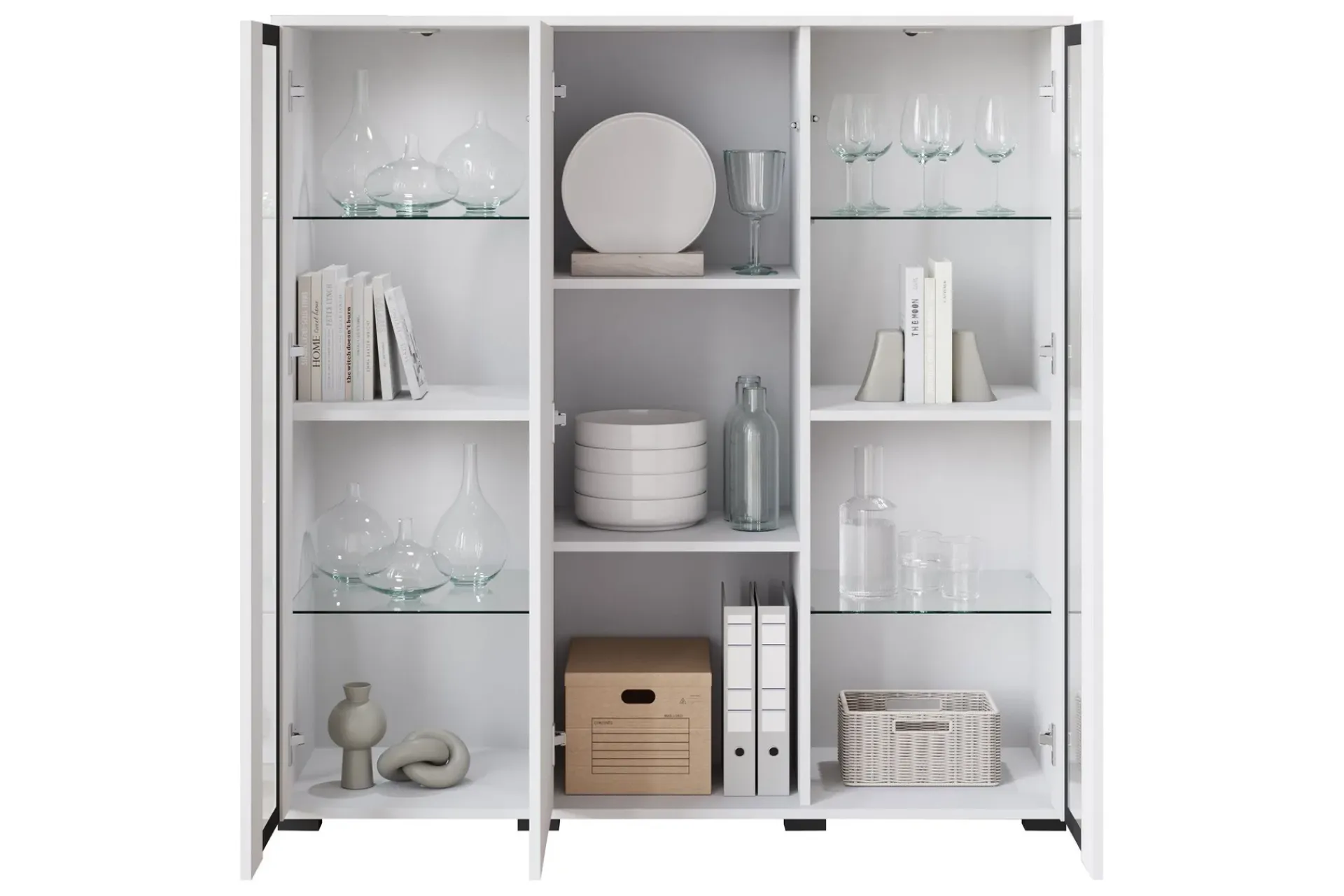 Sideboard & Skjenker-Gammelt Highboard Brun,Hvit