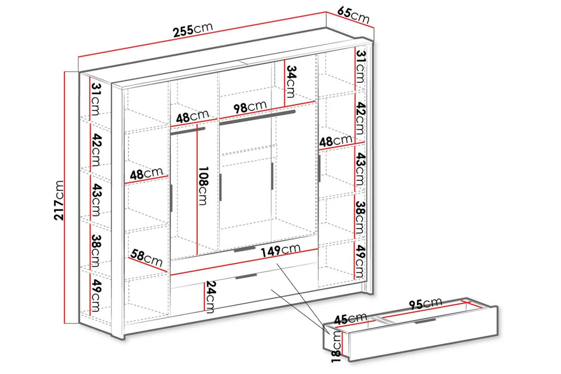 Garderober & Garderobesystem-Garderobe Hvit,Eik