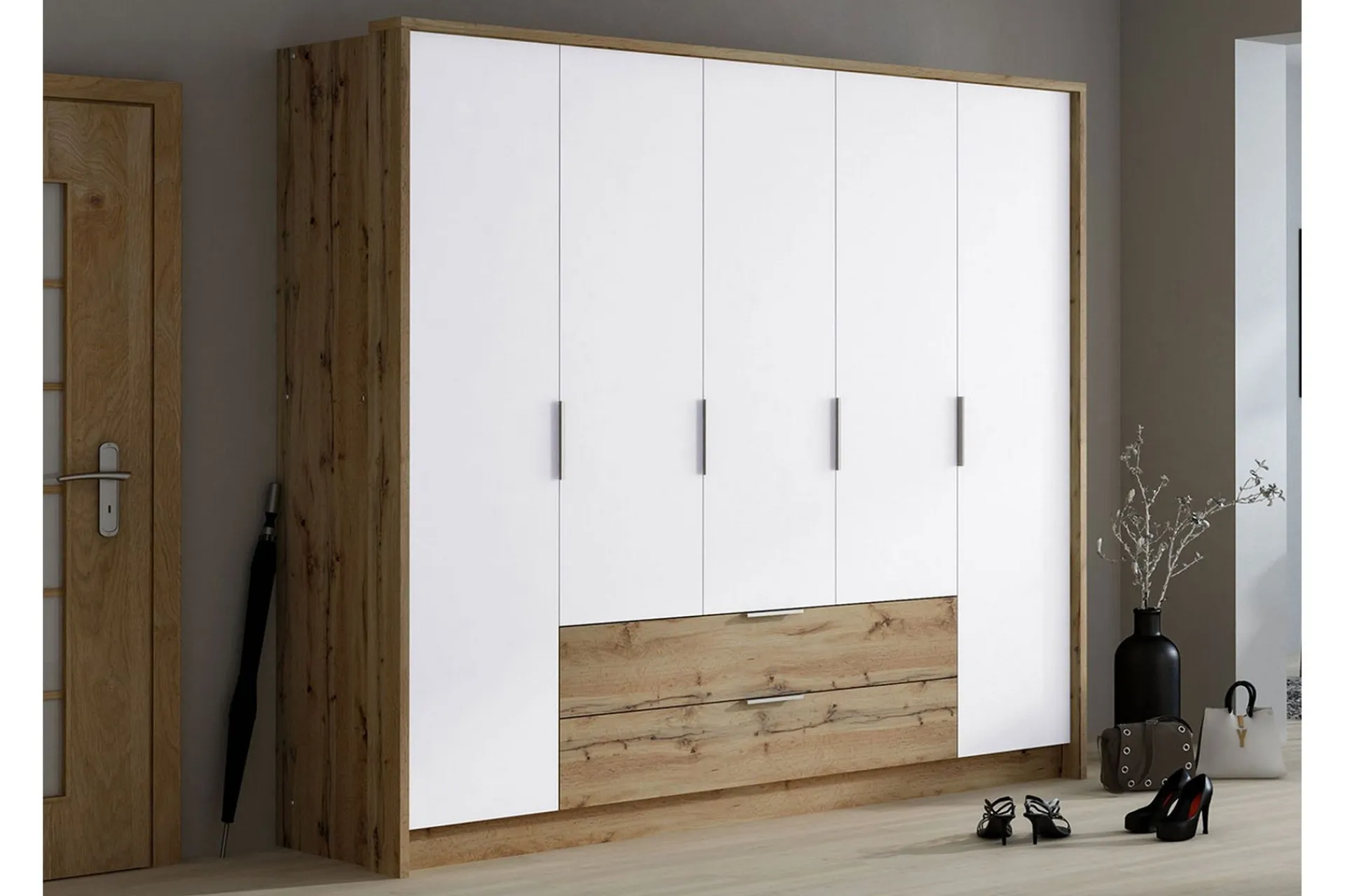 Garderober & Garderobesystem-Garderobe Hvit,Eik