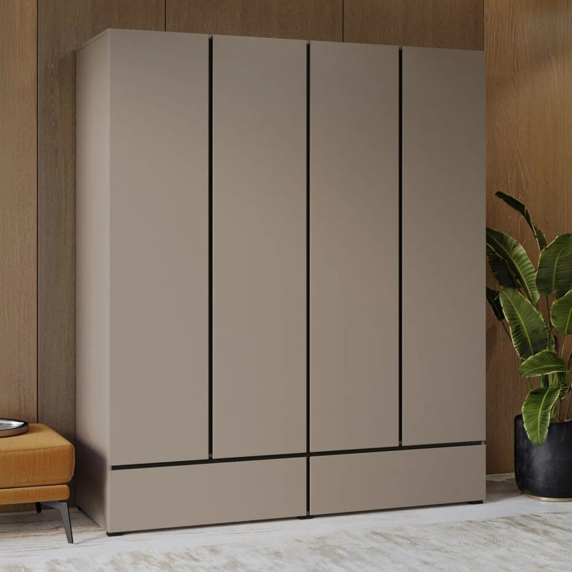 Garderober & Garderobesystem-Garderobe Cross S 4 Dører med 2 Skuffer Svart