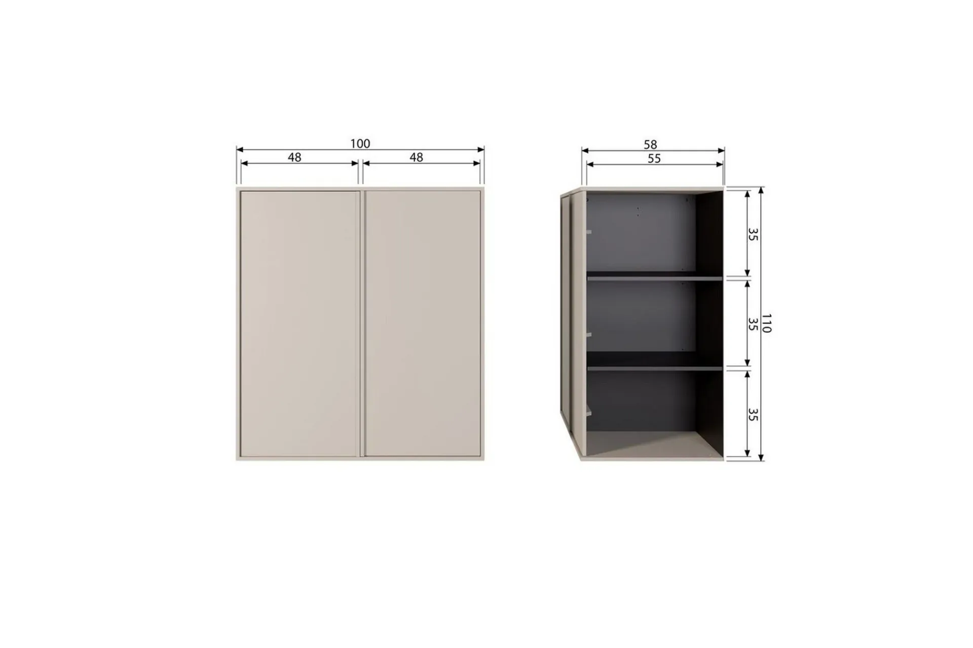 Vtwonen Garderobe Daglig 110x100 cm, Doble dører