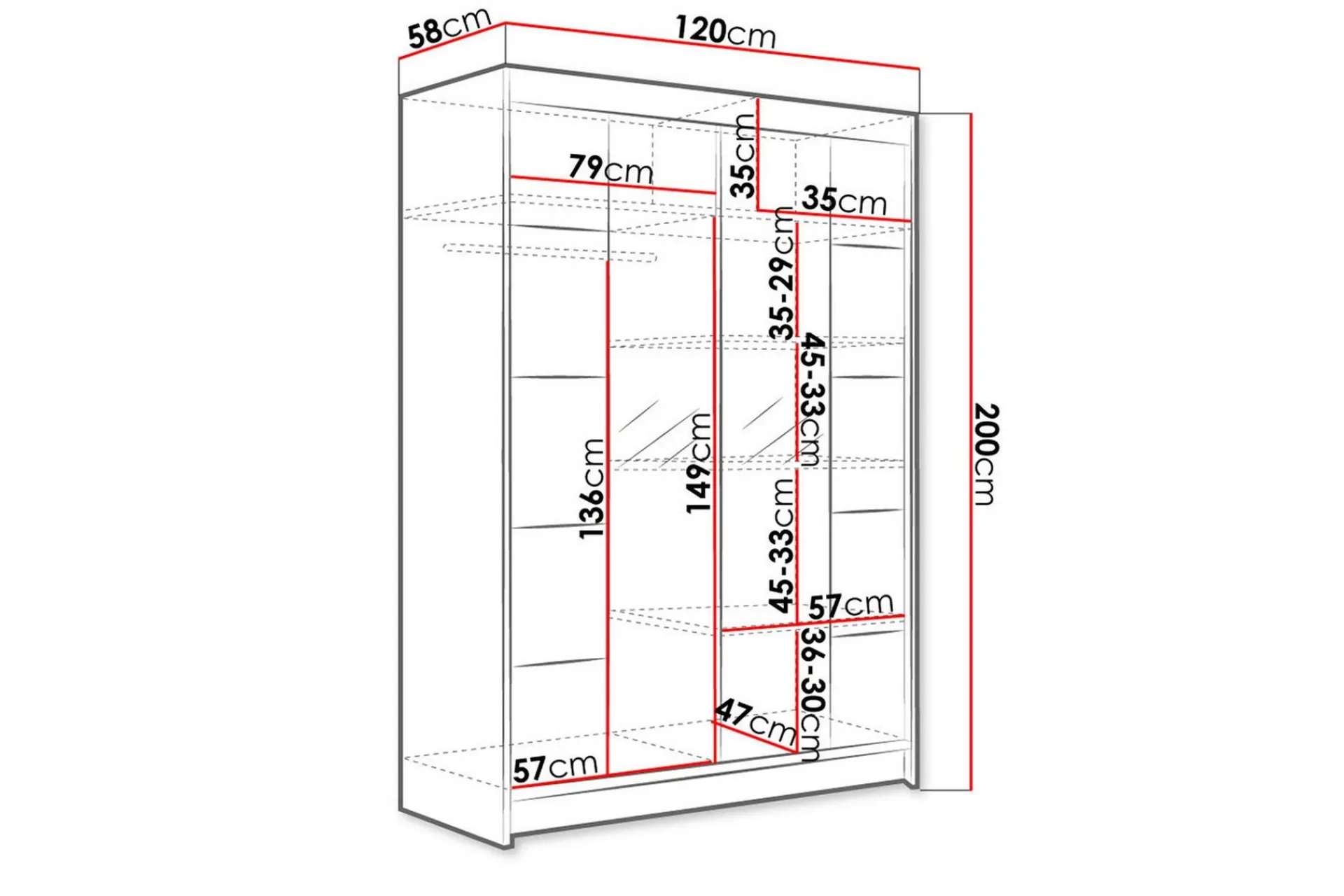Garderobe Lino LED-belysning