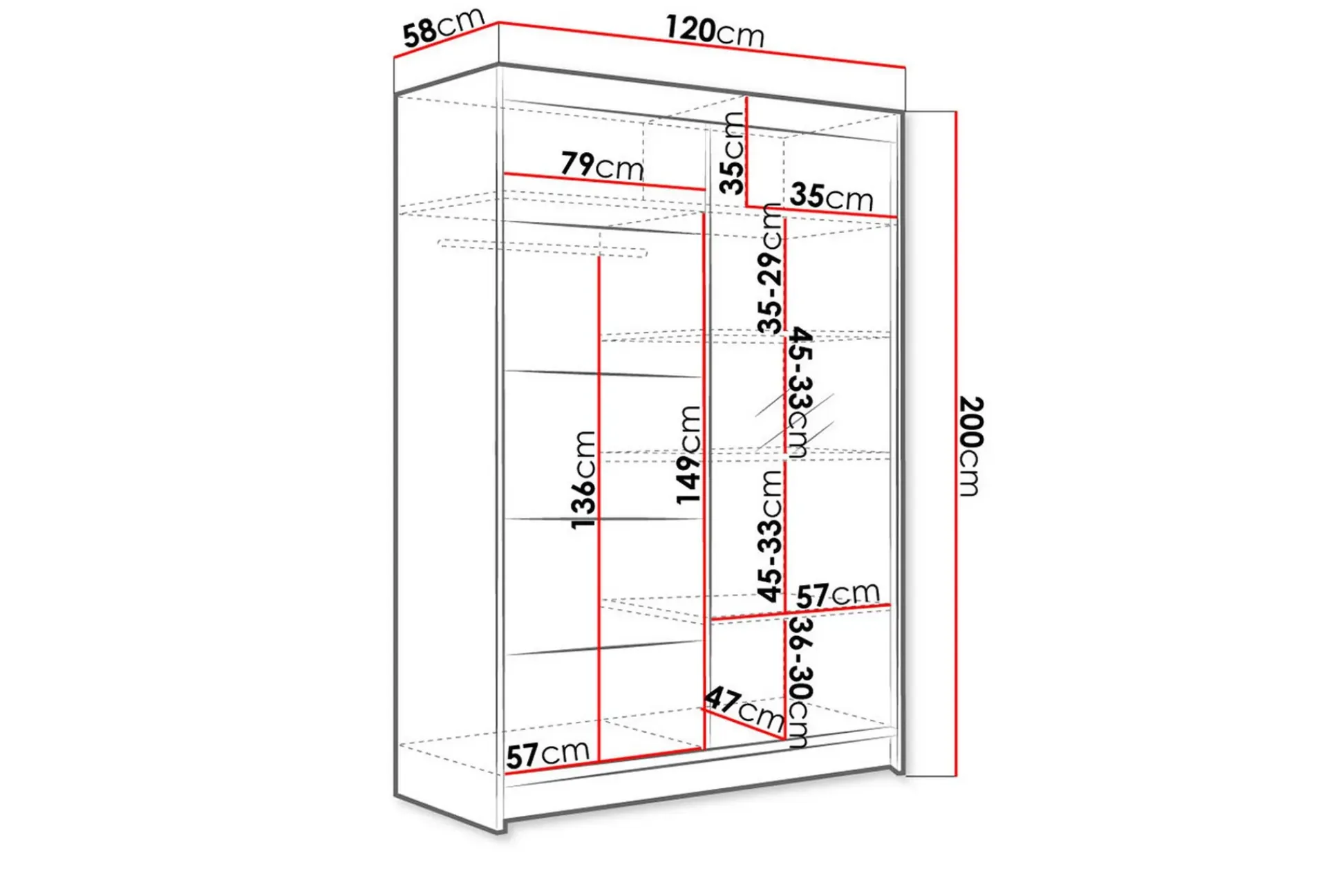 Garderobe Lino LED-belysning