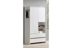 Møbelsett Til Soverom-Garderobe med seng nattbord Kiddy Hvit