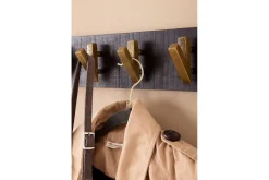 Wohnling Stumtjener|Knaggerekke-Garderobe Vegghengt klesstativ 6 gylne metallkroker elegant i svart gull Svart,Gull