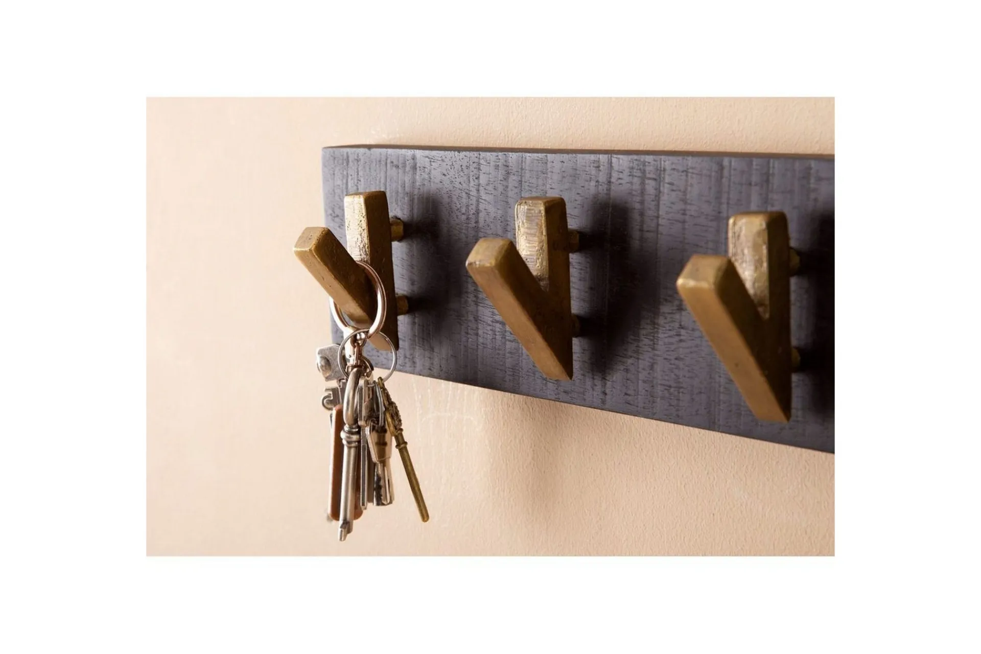 Wohnling Stumtjener|Knaggerekke-Garderobe Vegghengt klesstativ 6 gylne metallkroker elegant i svart gull Svart,Gull