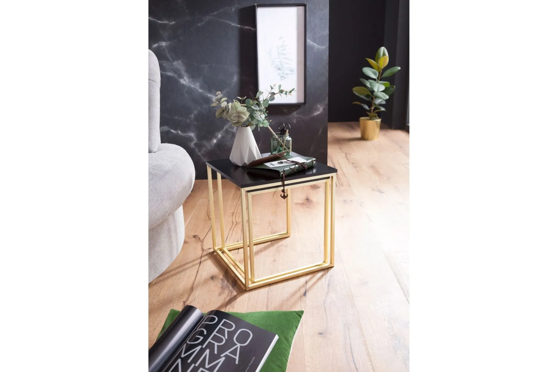 Wohnling Avlastningsbord-Geancarlo Settbord 48 cm 2 Bord Svart,Gull