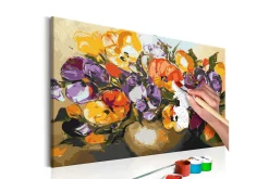 Male Selv-Gjør-det-selv-maleri Vase Of Pansies 60x40 cm