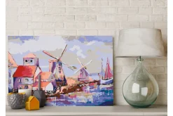 Gjør-det-selv-maleri Vindmøller Landskap 60x40 cm