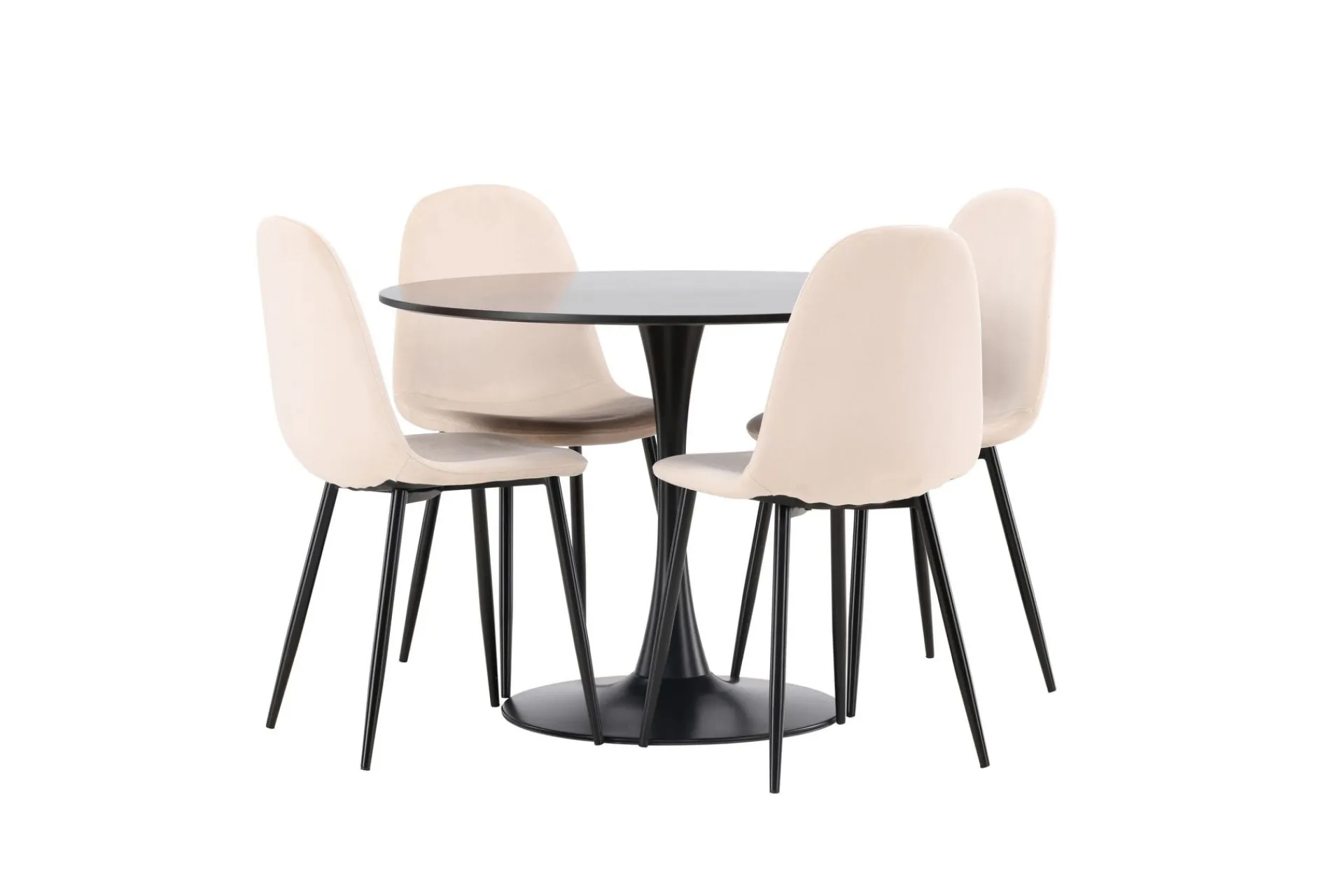 Venture Home Spisegrupper-Glade Spisegruppe 100 cm Rund med 4 Polar Stoler Beige,Svart