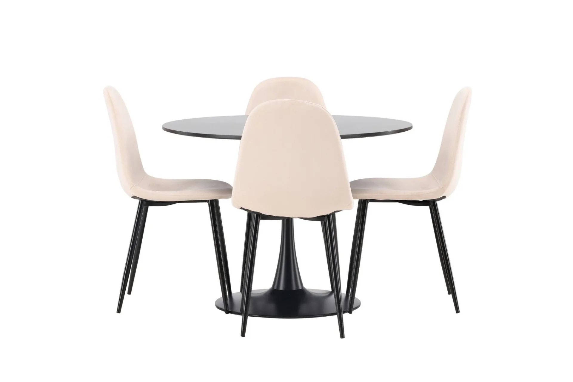 Venture Home Spisegrupper-Glade Spisegruppe 100 cm Rund med 4 Polar Stoler Beige,Svart