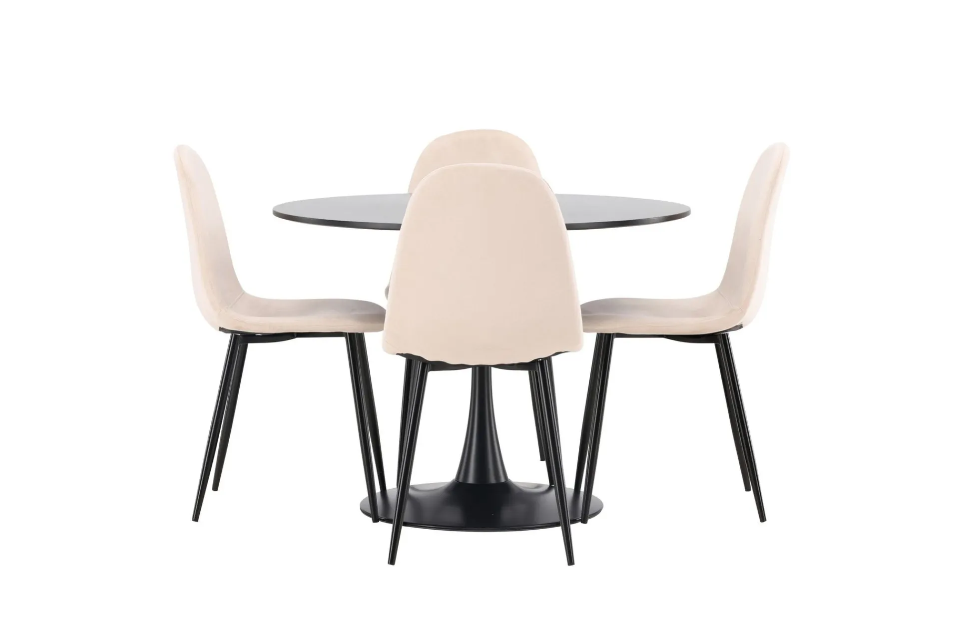 Venture Home Spisegrupper-Glade Spisegruppe 100 cm Rund med 4 Polar Stoler Beige,Svart