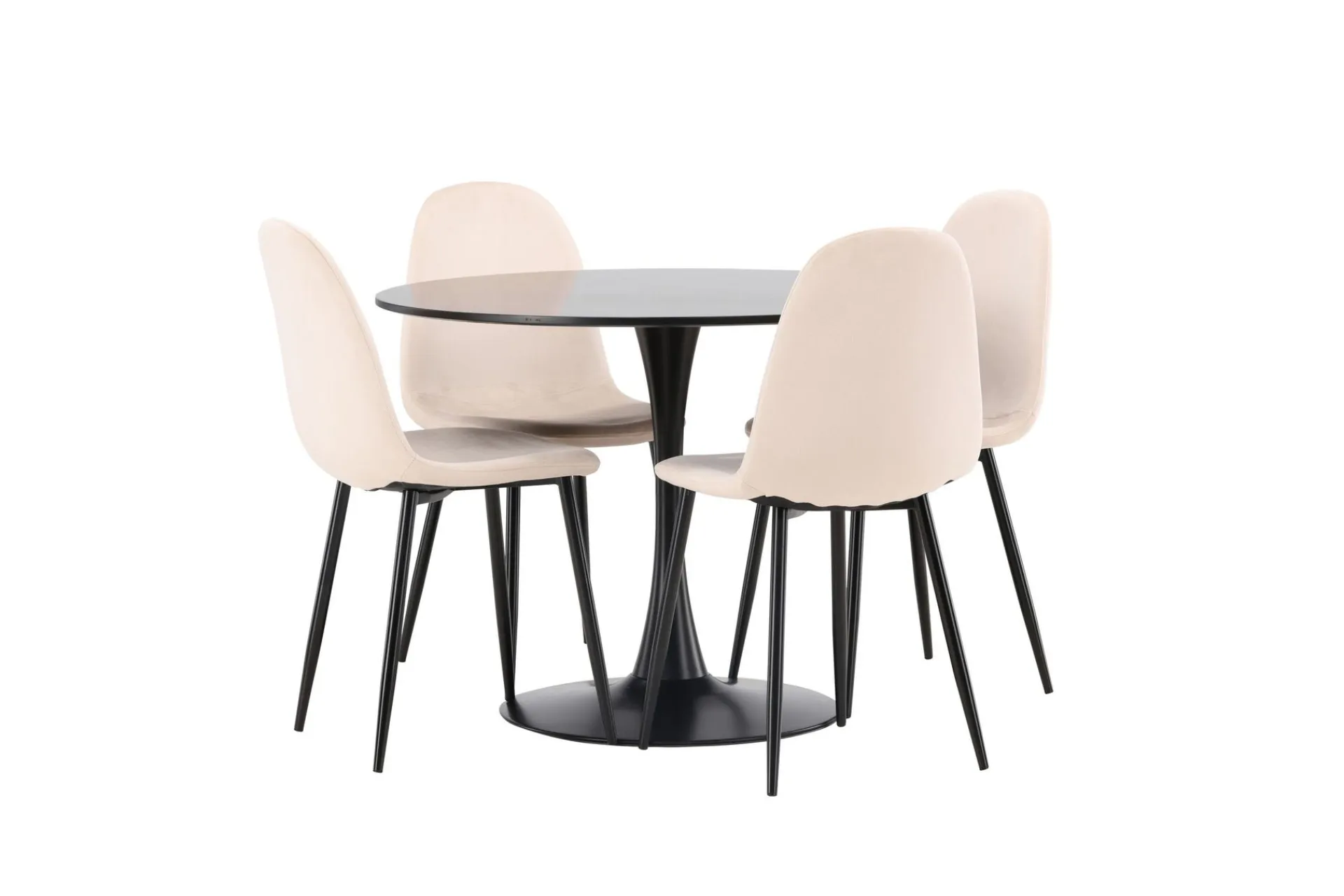 Venture Home Spisegrupper-Glade Spisegruppe 100 cm Rund med 4 Polar Stoler Beige,Svart