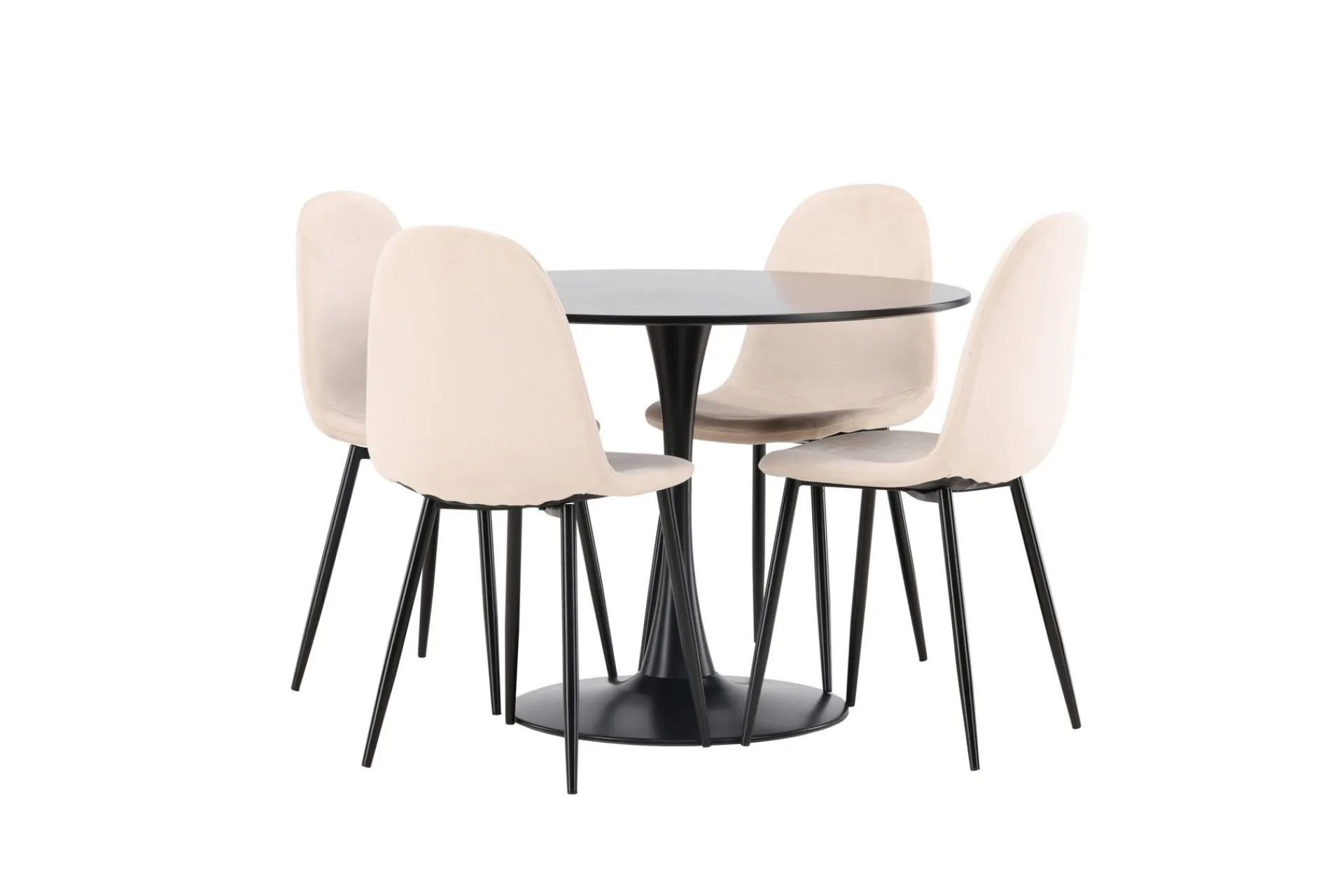 Venture Home Spisegrupper-Glade Spisegruppe 100 cm Rund med 4 Polar Stoler Beige,Svart