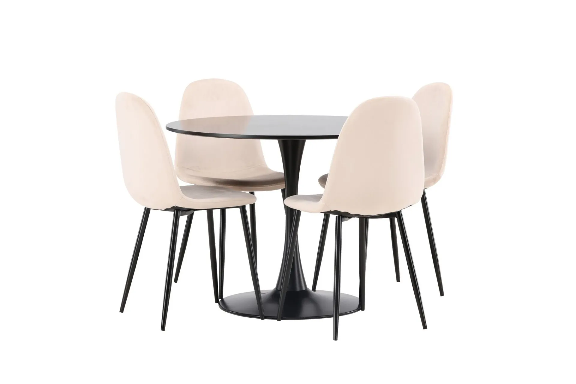 Venture Home Spisegrupper-Glade Spisegruppe 100 cm Rund med 4 Polar Stoler Beige,Svart