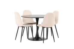 Venture Home Spisegrupper-Glade Spisegruppe 100 cm Rund med 4 Polar Stoler Beige,Svart