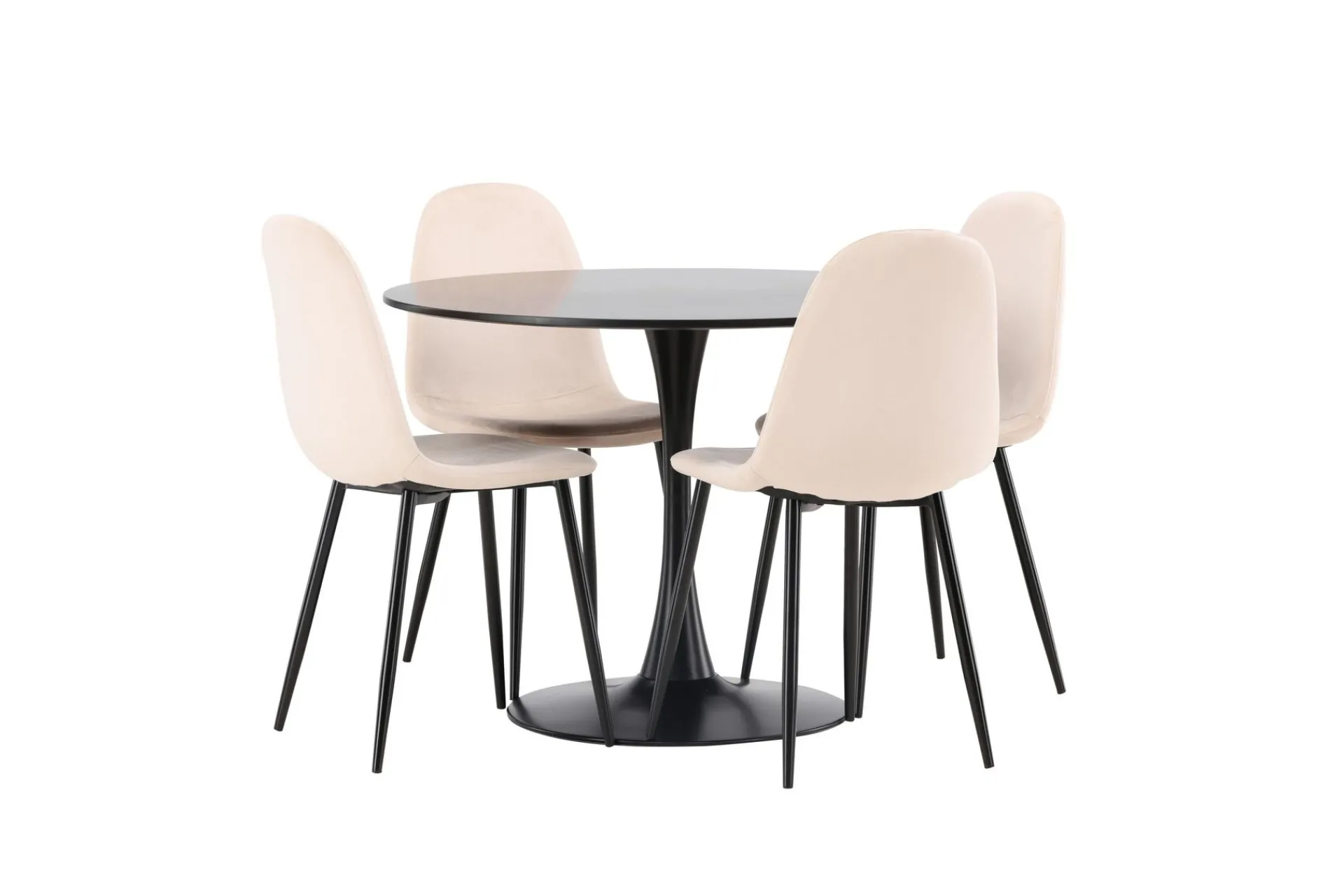 Venture Home Spisegrupper-Glade Spisegruppe 100 cm Rund med 4 Polar Stoler Beige,Svart