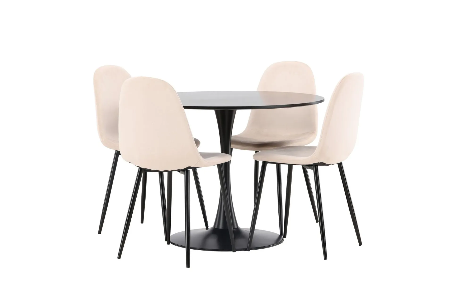 Venture Home Spisegrupper-Glade Spisegruppe 100 cm Rund med 4 Polar Stoler Beige,Svart