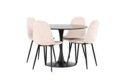 Venture Home Spisegrupper-Glade Spisegruppe 100 cm Rund med 4 Polar Stoler Beige,Svart